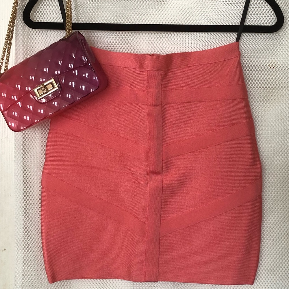 Bebe mirrored trim bandage skirt